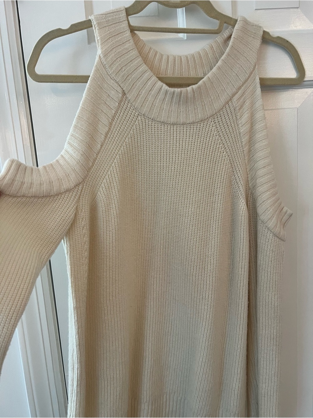 Milly Cream Ribbed Turtleneck Sweater